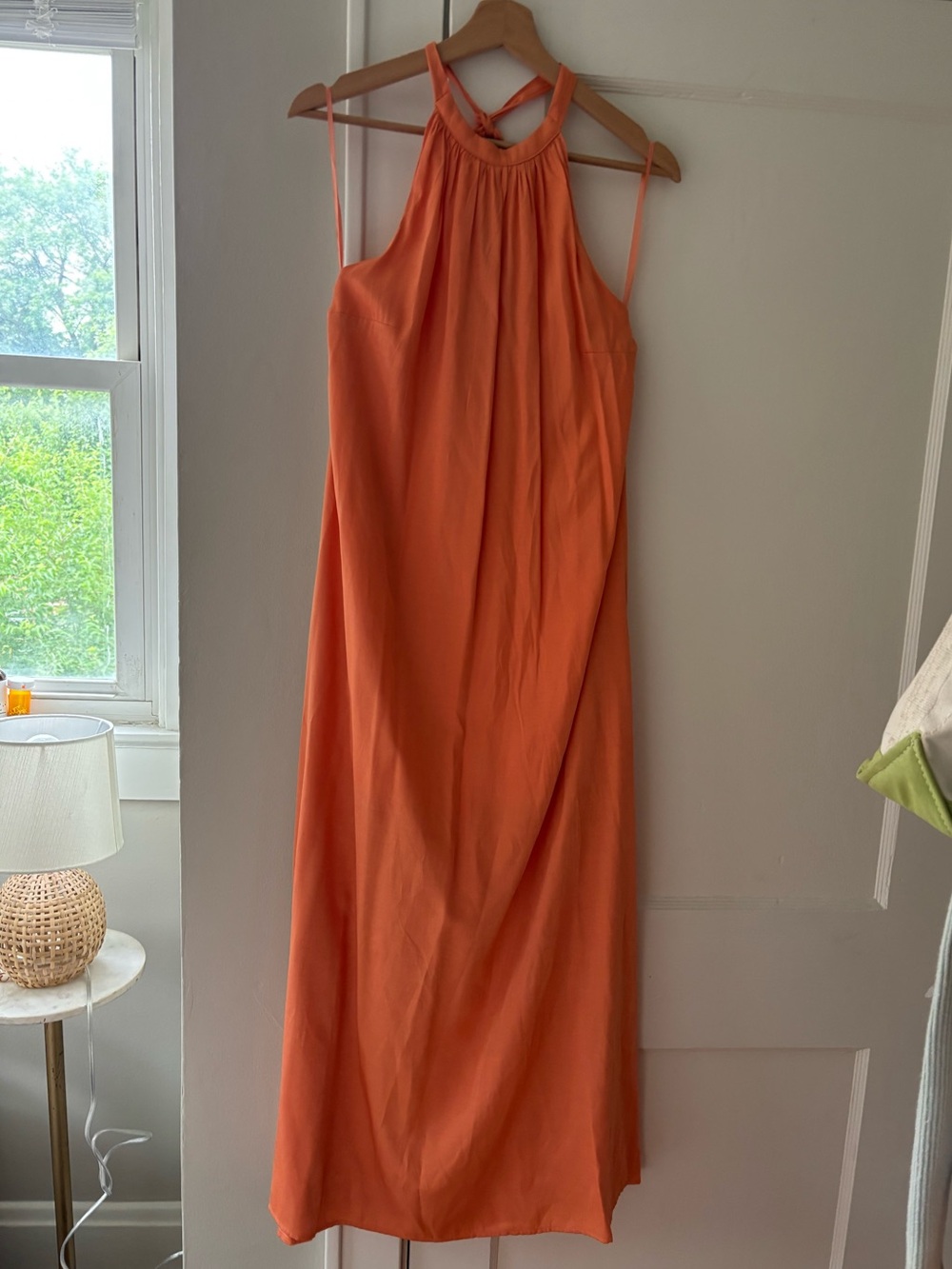 Pearl & Sea Coral Draped Halter Maxi Dress Sz 2